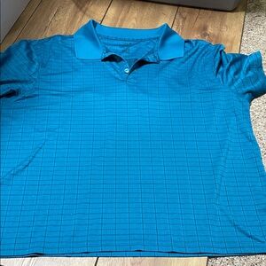 Haggar Men's Blue Grid Polo Shirt